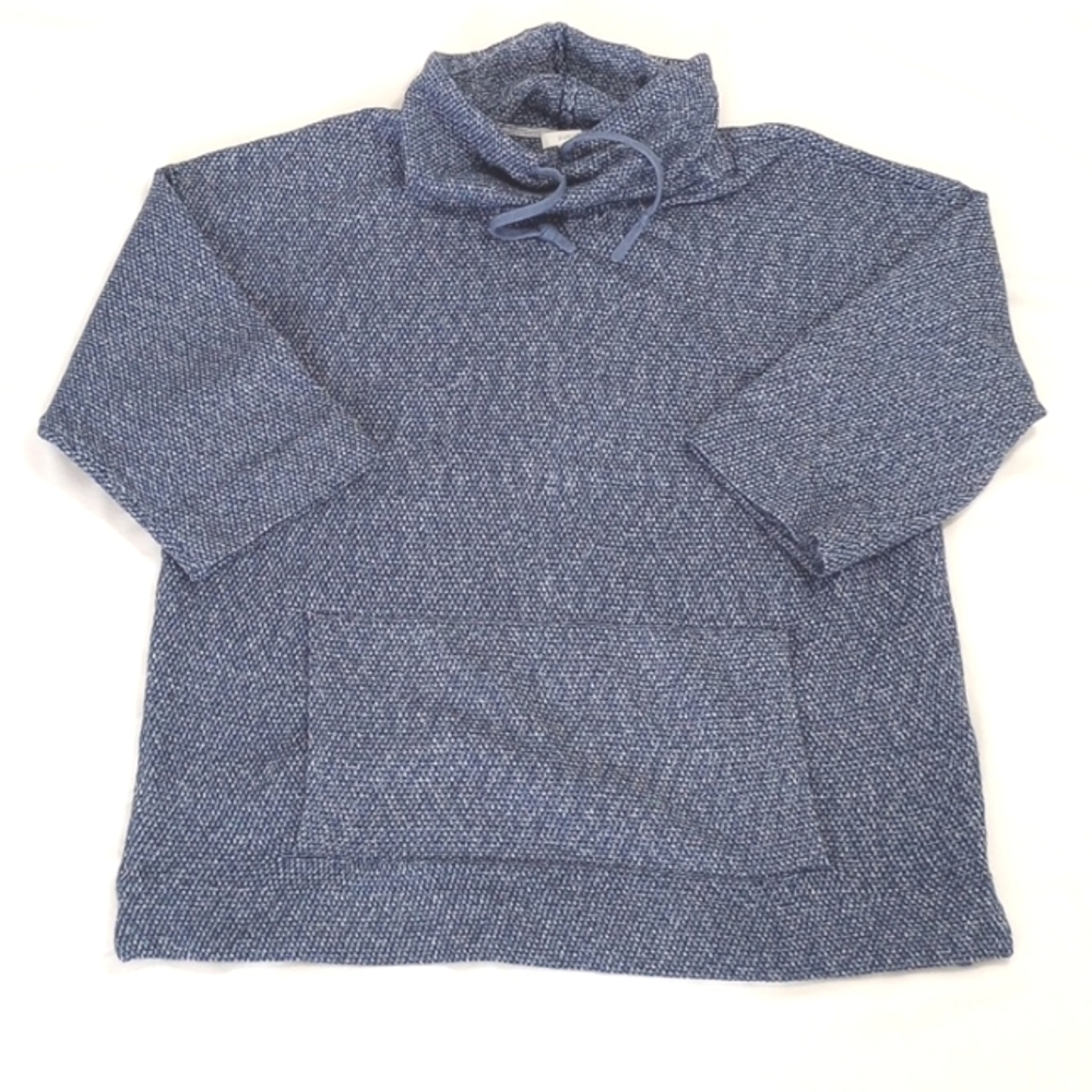 J. Jill Pure Jill Womens Pullover Sz S Blue Funnel Neck Tunic Pocket Knit Cotton